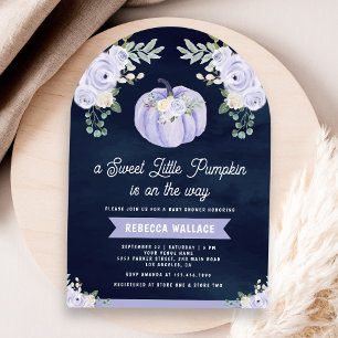 Kleine Kürbis-Lavendel-Rosen-Bogen-Navy-Baby-Party Einladung