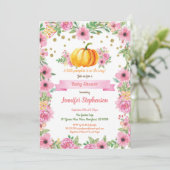 Kleine Kürbis Mädchen Dusche Einladung Blumen (Stehend Vorderseite)