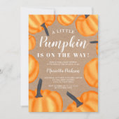 Kleine Kürbis-Orangen-Herbstdusche Einladung (Vorderseite)