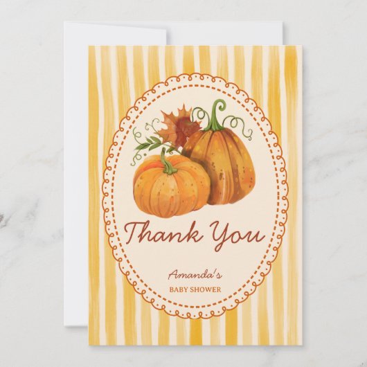 Kleine Kürbis Retro Babydusche danke Karten (Vorderseite)