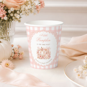 Kleine Kürbis-Rosa-Schleife Florale Babyparty Pappbecher