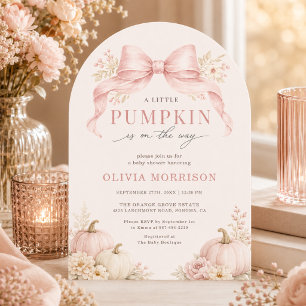 Kleine Kürbis-Rosa-Schleife Mädchen-Baby-Party Einladung