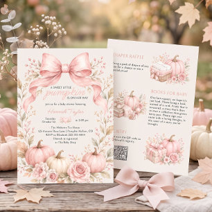 Kleine Kürbis-Rosa-Schleife Mädchen Baby-Party Einladung