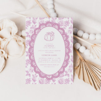 Kleine Kürbis-Rosa-Toile-Baby-Shower-Einladung Einladung