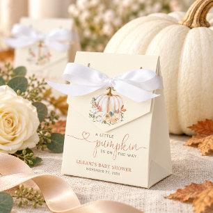 Kleine Kürbis-Rustikal Weiße Florale Babyparty Geschenkschachtel