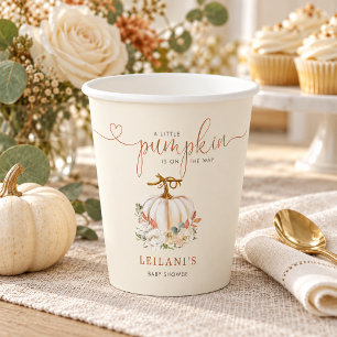 Kleine Kürbis-Rustikale Floral-Creme-Baby-Party Pappbecher