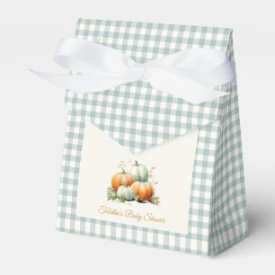 Kleine Kürbis-Sage-Grün-Gingham-Herbst-Baby-Party Geschenkschachtel