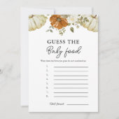 Kleine Kürbis schätzen die Baby Food Game Card Einladung (Vorderseite)