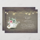 Kleine Kürbis Succulents Rustic Fall Baby Dusche Einladung (Vorne/Hinten)