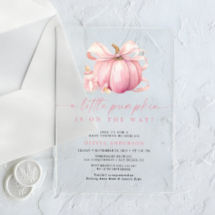 Kleine Kürbis Süße Rosa Mädchen Baby Shower Acryleinladungen
