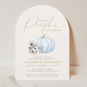 Kleine Kürbis-Wasserfarben-Baby- Boy-Shower-Torbog Einladung