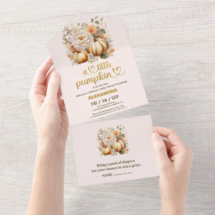 Kleine Kürbis Wasserfarbendusche All In One Einladung