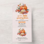 Kleine Kürbis Wasserfarbendusche All In One Einladung (Innen Boden)