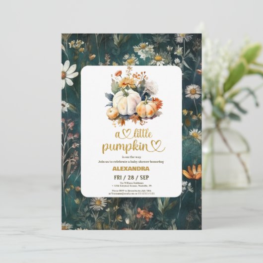 Kleine Kürbis Wasserfarbendusche Einladung (Stehend Vorderseite)