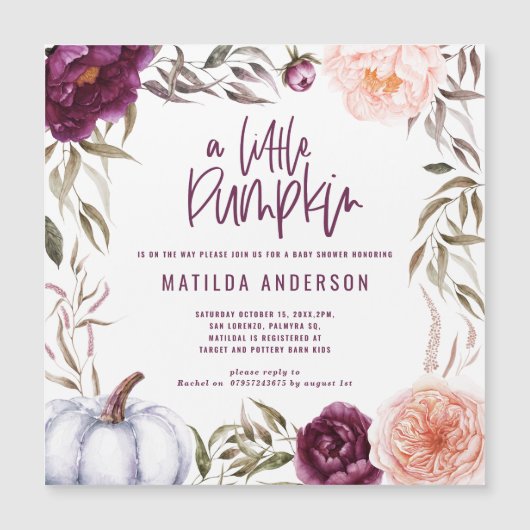 Kleine Kürbis Wasserfarbendusche Magnetkarte (Vorderseite)