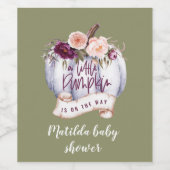 Kleine Kürbis Wasserfarbendusche Weinetikett (Einzelnes Label)