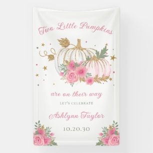 Kleine Kürbis-Zwilling Mädchen Baby Shower Banner
