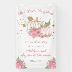 Kleine Kürbis-Zwilling Mädchen Baby Sprinkle Banner