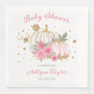 Kleine Kürbis-Zwillinge Mädchen Baby Shower Serviette