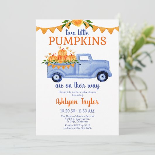 Kleine Kürbis-Zwillingsdusche Einladung (Stehend Vorderseite)