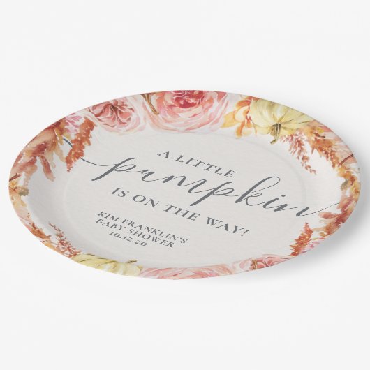 Kleine Kürbisbaby Dusche Teller (Schrägansicht)