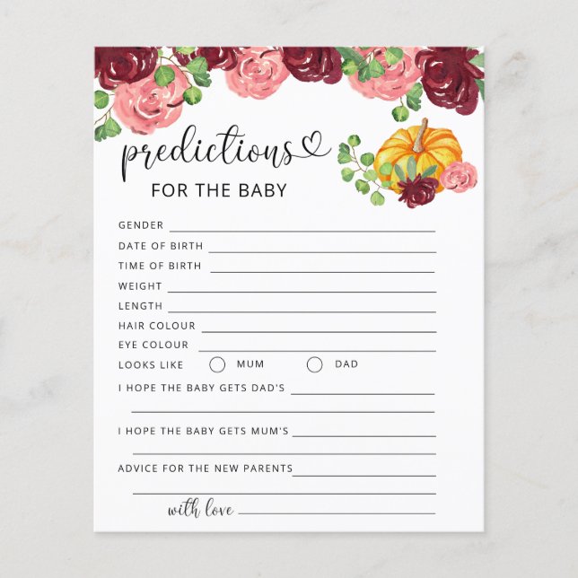 kleine Kürbisbaby Vorhersagen und Ratschläge (Vorderseite)