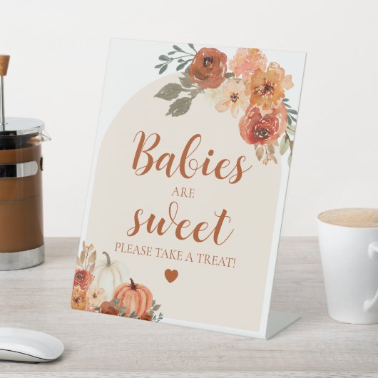 Kleine Kürbisbabys sind eine süße Babydusche Sockelschild (In SItu)