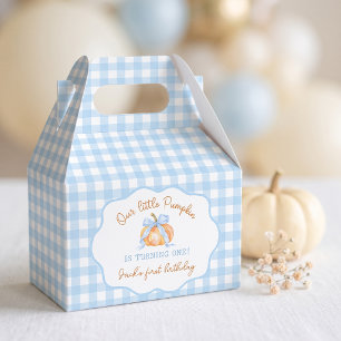 Kleine Kürbisblaue Gingham-Geburtstags-Geschenkbox Geschenkschachtel
