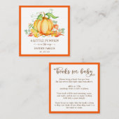 Kleine Kürbisbücher für Babydusche Begleitkarte (Vorne/Hinten)