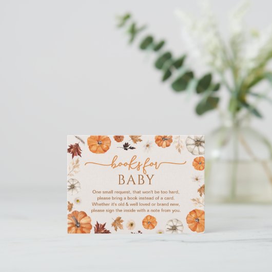 Kleine Kürbisbücher für die Babyverpackungskarte Begleitkarte (Stehend Vorderseite)