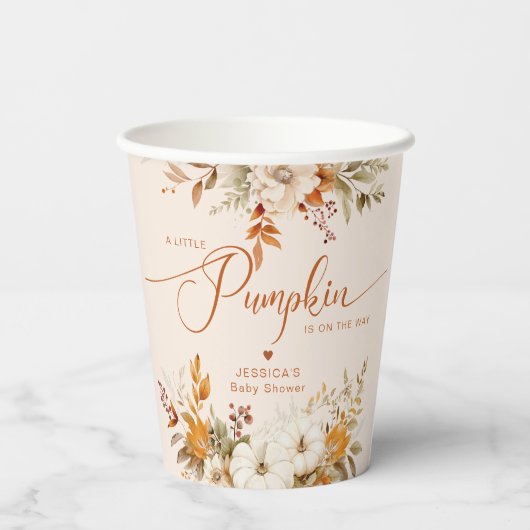 Kleine Kürbisdusche Pappbecher (Rückseite)