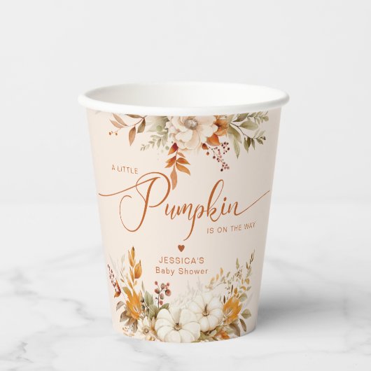 Kleine Kürbisdusche Pappbecher (Vorderseite)