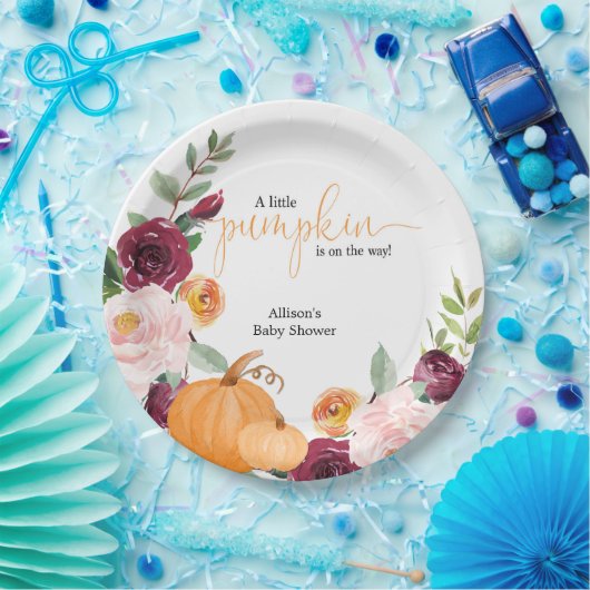 Kleine Kürbisfall Blumendusche Pappteller (Party)