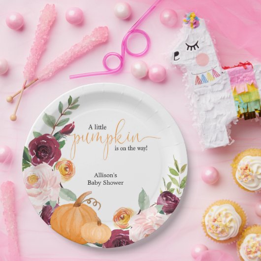 Kleine Kürbisfall Blumendusche Pappteller (Party)