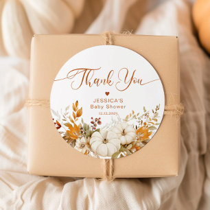 Kleine Kürbisfallen Babydusche Danke Runder Aufkleber