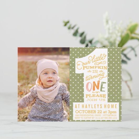 kleine Kürbisgeburtseinladung Einladung (Stehend Vorderseite)