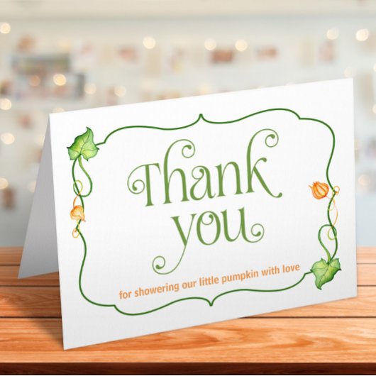 Kleine Kürbisgeschlechtsneutrale Falldusche Dankeskarte