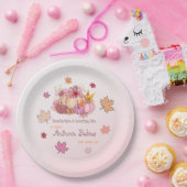 Kleine Kürbisgewürze und nette Herbstlaube Pink Ba Pappteller (Party)