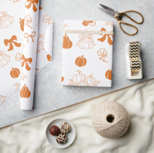 Kleine Kürbishandgezogene orange Babydusche Geschenkpapier