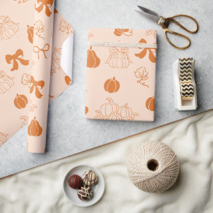 Kleine Kürbishandgezogene orange Babydusche Geschenkpapier