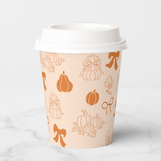 Kleine Kürbishandgezogene orange Babydusche Pappbecher (Rückseite)