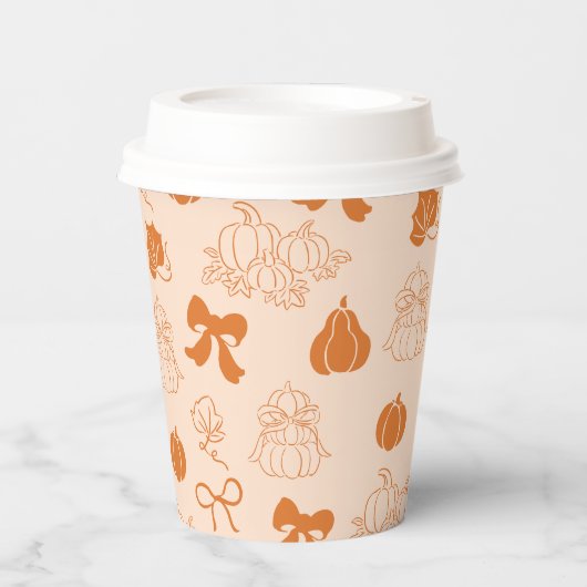 Kleine Kürbishandgezogene orange Babydusche Pappbecher (Vorderseite)