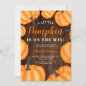 Kleine Kürbisholz-Orangenfallen Babydusche Einladung (Vorderseite)