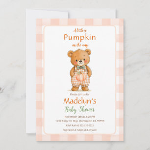 Kleine Kürbisjunge-Baby-Shower-Einladung Gingham Einladung