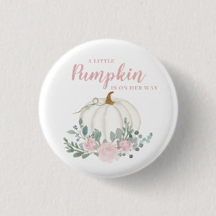 Kleine Kürbismädchen-Baby-Party Button
