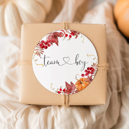 Kleine Kürbisorange-Mannschaftsjungen-Sticker Runder Aufkleber