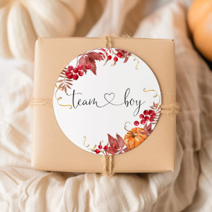 Kleine Kürbisorange-Mannschaftsjungen-Sticker Runder Aufkleber