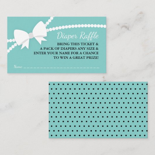 Kleine Lady Diaper Raffle Ticket Begleitkarte (Vorne/Hinten)