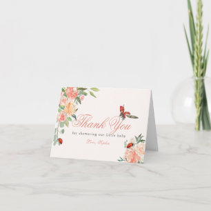 Kleine Lady Marienkäfer Rosen Rosa Babyparty Dankeskarte