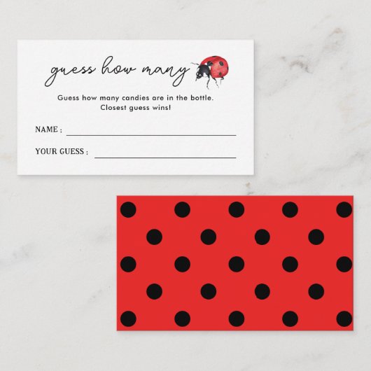 Kleine Ladybug Babydusche schätzt wie viele Spiele Begleitkarte (Vorne/Hinten)